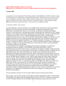 RIFLESSIONI MORALI CIRCA I VACCINI PREPARATI A PARTIRE