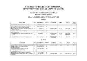 Classe 57/S SERVIZIO SOCIALE - Universita` degli Studi di Messina