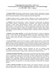 Programma del corso integrato di FISICA