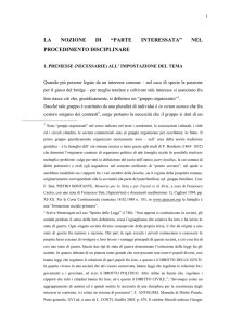 “parte interessata” nel procedimento disciplinare