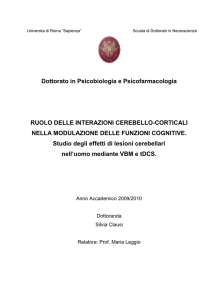 ruolo delle interazioni cerebello-corticali nella - Padis
