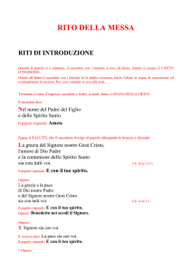 riti di introduzione - Chiesa Cattolica Italiana