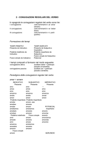 2 - coniugazioni regolari del verbo