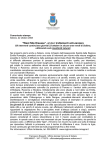 Comunicato stampa Soliera, 22 ottobre 2008 “West Nile Disease”, al