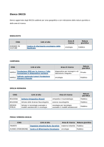 Elenco IRCCS Elenco aggiornato degli IRCCS suddivisi per area