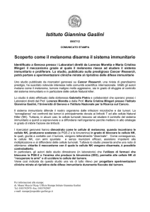 Istituto Giannina Gaslini 09/07/12 COMUNICATO STAMPA Scoperto