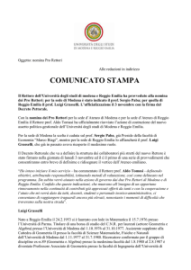 Oggetto: nomina Pro Rettori - Università di Modena e Reggio Emilia