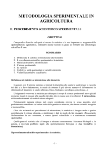 metodologia sperimentale in agricoltura