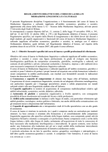 Regolamento didattico del corso di laurea