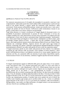 La coscienza che Gesù aveva di se stesso