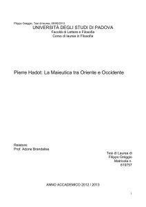 Filippo Greggio, Pierre Hadot: La Maieutica tra