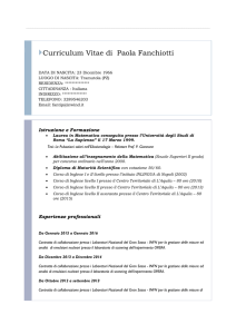 Curriculum: Curriculum Vitae di Paola Fanchiotti } Curriculum