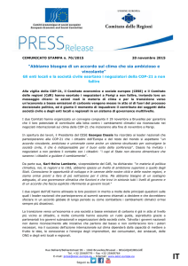 Comunicato stampa congiunto CESE-CdR - PR-COP21