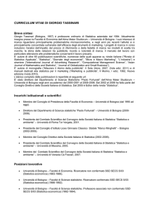 CURRICULUM VITAE DI GIORGIO TASSINARI Breve sintesi Giorgio