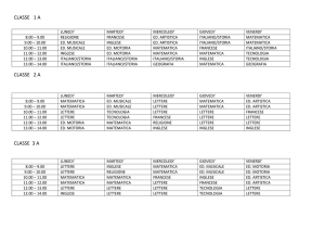 Orario classi 1-2-3 Sezione A