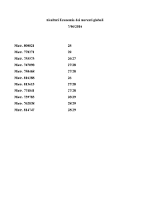 Risultati Economia dei mercati globali 7/06/2016 Matr. 800821 28