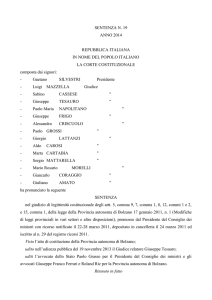 SENTENZA N. 19 ANNO 2014 REPUBBLICA ITALIANA IN NOME