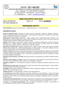 Programma svolto Sbardellati MATEMATICA 2B SC