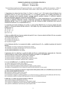 ESERCITAZIONI DI ECONOMIA POLITICA Canale A – D