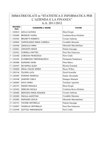 IMMATRICOLATI in “STATISTICA E INFORMATICA PER L`AZIENDA
