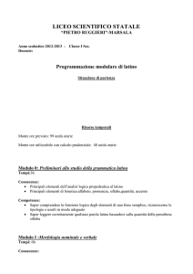 Modulo IV:Morfologia nominale e verbale. Elementi di sintassi