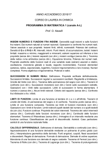 PROGRAMMA DI MATEMATICA 1 (canale AL) Prof. O