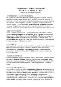 Programma di Analisi Matematica I - Digilander