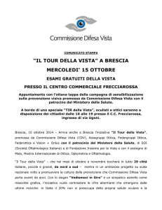 "Tour della vista" a Brescia mercoledì 15 ottobre