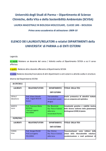 ELENCO DEI LAUREATI/RELATORI e relativi DIPARTIMENTI della