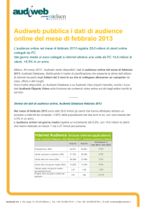 Audiweb pubblica i dati di audience online del mese di febbraio 2013