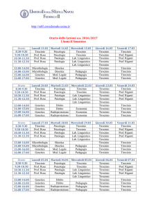 Orario delle Lezioni a.a. 2016/2017 I Anno II Semestre Orario