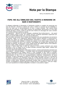 Roma, 05 settembre 2014 - FIPE - Federazione Italiana Pubblici