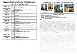 calendario liturgico settimanale