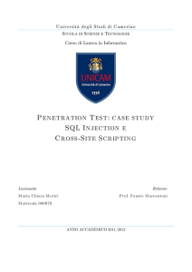 penetration test: case study sql injection e cross