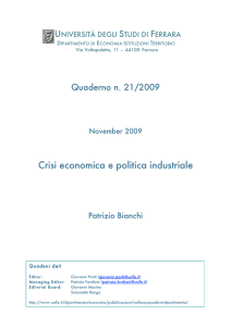 Crisi economica e politica industriale