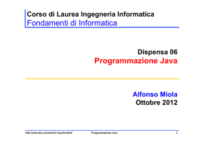 Programmazione in Java - Dipartimento di Informatica e Automazione