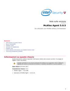 McAfee Agent 5.0.5 Note sulla versione Da utilizzare con McAfee