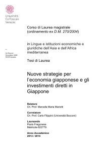 Nuove strategie per l`economia giapponese e gli investimenti diretti