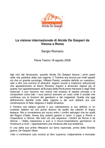La visione internazionale di Alcide De Gasperi da Vienna a Roma