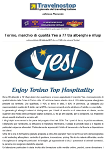 Torino, marchio di qualità Yes a 77 tra alberghi e rifugi