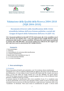 Valutazione della Qualità della Ricerca 2004-2010 (VQR