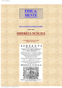 sidereus nuncius - Fisicamente.net