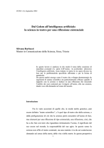 Dal Golem all`intelligenza artificiale: la scienza in teatro per una