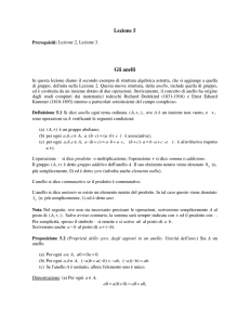 Lezione 5 Gli anelli - Dipartimento di Matematica