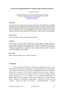 I processi di rispecchiamento in relazione alla conoscenza motoria