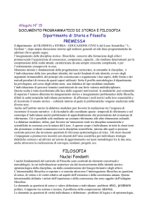 Dipartimento di Storia e Filosofia PREMESSA