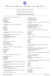 Tossicologia medica - Scuole di Specializzazione in Medicina
