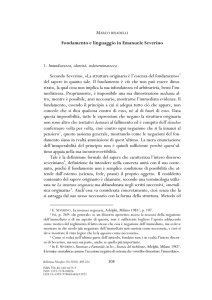 Fondamento e linguaggio in Emanuele Severino 1. Immediatezza