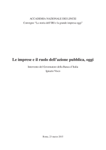 Le imprese e il ruolo dell`azione pubblica, oggi