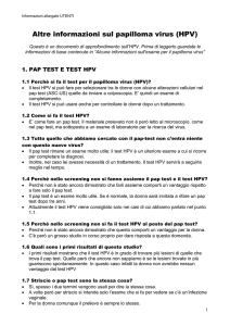 Altre informazioni sul papilloma virus (HPV)